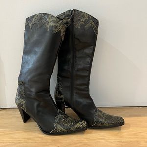 Worn once Unique Italian Boots with 3 inch heel
